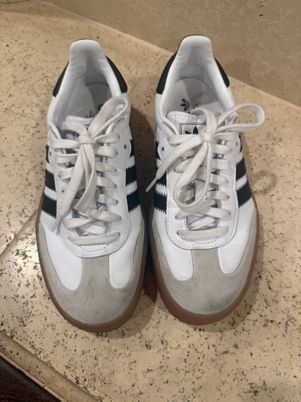 adidas Sambae Leather Sneakers - White/Black/Gum - Picture 3 of 6